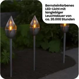 Star Trading LED Solar Fackel Olympus 3er Set silber