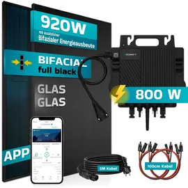 sunniva Balkonkraftwerk Full Black Bifazial 920 W inkl. TSUN 800 W Wechselrichter + 2 x 460 W Solarmodule