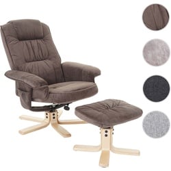 Relaxsessel M56, Fernsehsessel TV-Sessel mit Hocker, Stoff/Textil, FSC¬Æ-zertifiziert ~ Wildlederimitat braun