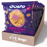 GUSTO SNACKS Knusprige Apfelchips mit Passionsfrucht- und Mangosaft, reich an Ballaststoffen, vegan, glutenfrei und vegetarisch. Gesunde Snackbox, fettarme getrocknete Fruchtchips - 20g (12 Tüten)