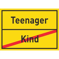 Teenager Kind Schild Ortsschild A6 (105x148mm)