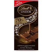 Lindt LINDOR Tafel 70% Kakao | 145g Schokoladentafel | Extra dunkle Edelbitter Schokolade mit zartschmelzender Füllung