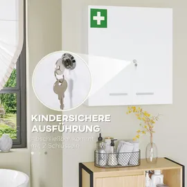 kleankin Medizinschrank, Weiß, Metall, 18x60x55 cm Badezimmer, Badezimmerschränke, Medizinschränke