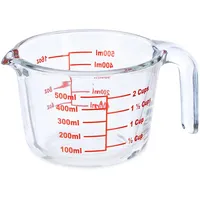 Relaxdays Messbecher Glas, 500 ml, hitzebeständig, mikrowellengeeignet, Skala in