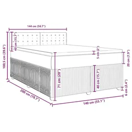 vidaXL Boxspringbett mit Matratze Taupe 140x200 cm Stoff