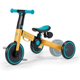 KinderKraft Dreirad 3in1 4TRIKE, Leicht Rutscher, Laufrad, Zusammenklappbar, ergonomische Sattel, ab 12 Monat bis 5 Jahre, Gelb