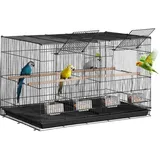 VEVOR Vogelkäfig, Metallkäfig für kleine Papageien, Kanarienvögel, Nymphensittiche, Unzertrennliche, Finken, Wellensittiche, Conures, Vogelhaus für unterwegs mit Griff & Sitzstangen, 760x465x465mm