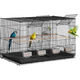 VEVOR Vogelkäfig, Metallkäfig für kleine Papageien, Kanarienvögel, Nymphensittiche, Unzertrennliche, Finken, Wellensittiche, Conures, Vogelhaus für unterwegs mit Griff & Sitzstangen, 760x465x465mm