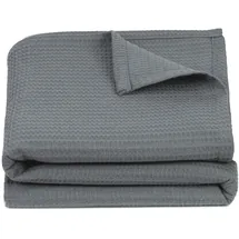 ZOLLNER Kuscheldecke in 150x200 cm - knitterarme und atmungsaktive Couchdecke in grau - waschbar bis 60°C – Zeitloses Waffelmuster - Hotelwäschequalität - Oeko Tex® zertifiziert