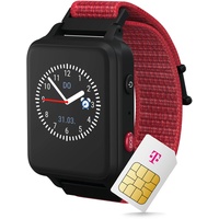 ANIO 5 Smartwatch für Kinder, Edition 2022, Kinderuhr mit SIM-Karte, Anrufe, Nachrichten, mit Schulmodus, SOS Funktion, Wetter & GPS-Ortung in Rot