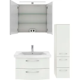 Saphir Badmöbel-Set »6005 Sprint 3-teilig, Keramik-Waschtisch mit LED-Spiegelschrank«, 4 St.), Midischrank, inkl. Türdämpfer, 3 Türen, 4 Schubladen, Bad-Set, weiß