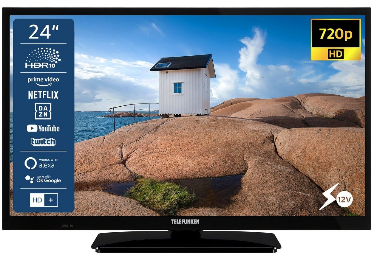 Telefunken XH24SN550MV LCD-LED Fernseher (60 cm/24 Zoll, HD-ready, Smart TV, 12 Volt Anschluss, Triple-Tuner, 6 Monate HD+ gratis) schwarz