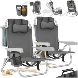 Tectake Campingstuhl 2er Set Grau