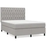 vidaXL Boxspringbett mit Matratze Hellgrau 140x200 cm Stoff