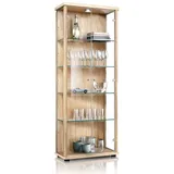 K-Möbel Glasvitrine Buche Glas, 4 Fächer, Rechteckig, 67x176x33 cm, Wohnzimmer, Wohnwände, Vitrinenschränke - 2 Jahre Gewährleistung - mind. 14 Tage Rückgaberecht - Braun