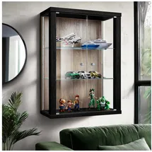 K-Möbel Hängevitrine  C1012 80 x 60 x 25 cm Schwarz
