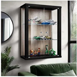 K-Möbel Hängevitrine  C1012 80 x 60 x 25 cm Schwarz