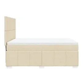 vidaXL Boxspringbett mit Matratze Creme 160x200 cm Stoff