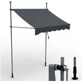 Onbest Klemmmarkise mit Handkurbel, 200x120cm, Höhenverstellbar, Wetterfest, UV 50+ grau 200 cm x 120 cm