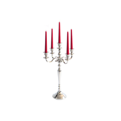 MCW Kerzenhalter Kerzenleuchter, Elegante Silberoptik, Mit stabilem Fuß silberfarben 36 cm x 63 cm x 36 cm