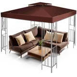 Flexzion Ersatzdach für Pavillon 3,6 x 3,6 m – Doppeltes Dach mit UV30+, schmutz- und wasserabweisend für Outdoor, Sonnenschutz, Garten, Terrasse, Pavillon (Braun)