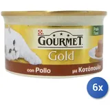 6x Essen Katze Gourmet Gold Dosen Pate '85 Grammipollo