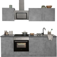 wiho Küchen Küchenzeile »Cali«, mit E-Geräten, Breite 220 cm mit Hanseatic E-Geräten, grau