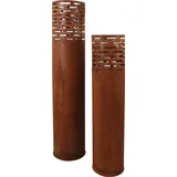 Frank-Flechtwaren Windlicht Rost-Säule, im 2er Set