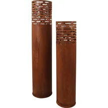 Frank-Flechtwaren Windlicht Rost-Säule, im 2er Set