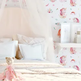 wall-art Mustertapete Kinderzimmer Vliestapete 0,48 m x 5,28 m Rosa/Mehrfarbig