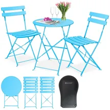 Kesser KESSER® Bistroset 3-teilig Bistrotisch mit 2 klappbaren Stühle Set Balkonset Balkonmöbel Klapp-Möbel Gartenset Sitzgarnitur Gartengarnitur Gartenmöbel Sitzgruppe Metall Bistro Gartentisch inkl. Abdeckung