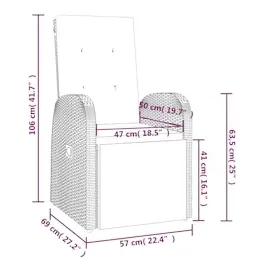 vidaXL Polyrattan Garten-Liegestuhl 57 x 69 x 106 cm grau inkl. Kissen 2 St.