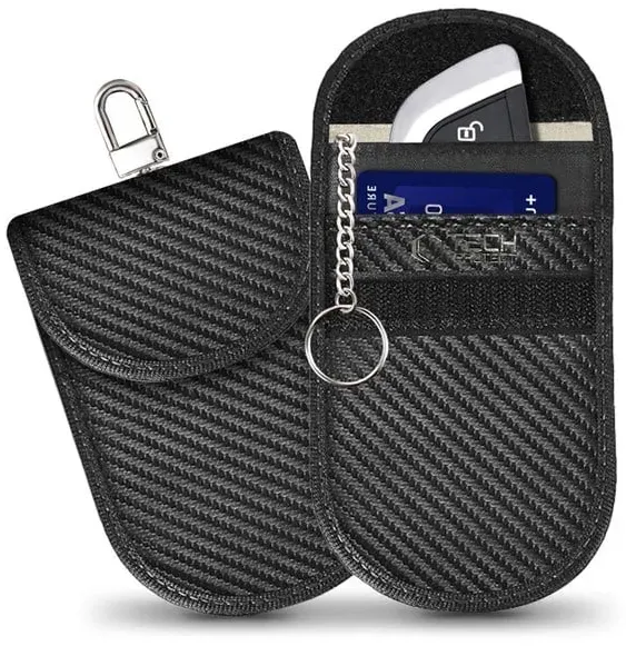 KLR100 RFID Locking Car Key Case - Black - Carbon