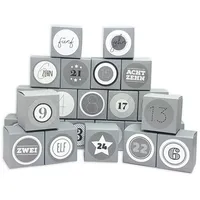 Frau WUNDERVoll® DIY Adventskalender Vorfreude zum Befüllen, 24 Faltschachteln grau7(L)x7(B)x7(H)cm (gefaltet), XL Ziffern grau/Weihnachten, Aufkleber, Würfelbox,...