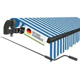 empasa manuelle Gelenkarmmarkise Markise Start Sonnenmarkise Sonnenschutz Alu/Polyester komplett vormontiert, in verschiedenen Größen und Farben, Farbe:blau/weiß gestreift, Größe:350 x 250
