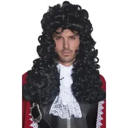 Lockige Piratenmähne Perücke Schwarz - OS