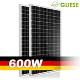 18V 600W Solarpanel Solarmodul Mono Photovoltaik Solarzelle 2x 300Watt PV Modul für 12Volt Batterien Wohnwagen Wohnmobil Boot Yacht RV Dachhalteru...