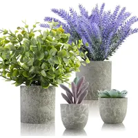 luxuskollektion Kunstpflanzen Sukkulenten 4 Stück Deko Outdoor Wetterfest Lavendel