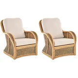 Set/2 Wohnzimmersessel Carlo Rattan Lesesessel Armlehnsessel (Vintage Braun)
