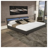 Home Deluxe LED Bett NUBE mit Schubladen 270 x 200 cm - Farbe: dunkelgrau,