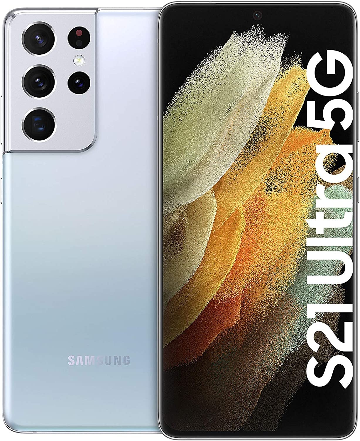 Samsung Galaxy S21 Ultra 5G Smartphone ohne Vertrag, Quad-Kamera, Infinity-O Display, Android 11 to 13 - Deutsche Version (128GB, Silver)