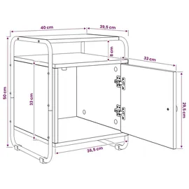 vidaXL Nachtschrank 29,7 x 45 x 29,7 cm Grau