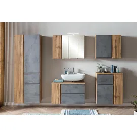 Held Varese Hochschrank 65 x 180 cm Hellgrau/Eiche Holz