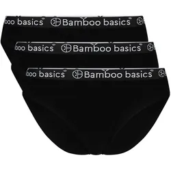 Bamboo basics Damen Slips YARA, 3er Pack - Logo-Bund, atmungsaktiv, Single Jersey Schwarz XL