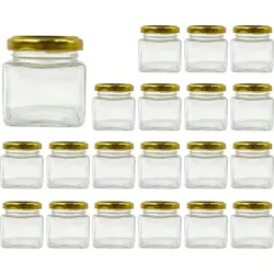 20x Quadratisches Glasgefäß für Gewürze 80ml mit Deckel - Küchenaufbewahrungsgläser - Gewürze, Marmelade, Joghurt