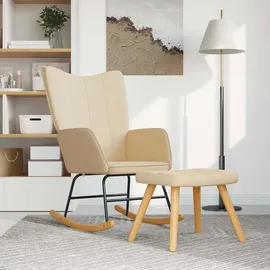 vidaXL Schaukelsessel mit Hocker Stoff 75 x 90 x 80 cm Creme