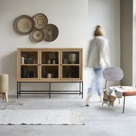 Tikamoon Niedriger Vitrinenschrank Babeth 160 cm Beige