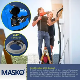 Masko MASKO® 6IN1 Industriestaubsauger Staubsauger Nass Trocken Sauger Aschesauger 2300W + Steckdose Blasfunktion ? Nass-Saugen Industrie-Sauger mit & ohne Beutel beutellos