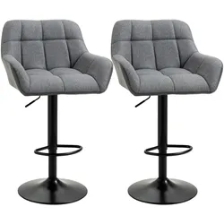 HOMCOM Barhocker Kunstleder-Leder, Leinenoptik, Schaumstoff, Stahl