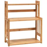 Costway Gewürzregal mit 3 Ebenen, Küchenregal Bambus, mit einer verstellberer Ablage, Aufbewahrungsregal für Arbeitsplatte, für Küche Badezimmer Arbeitszimmer, 41,5x18x50cm, Natur